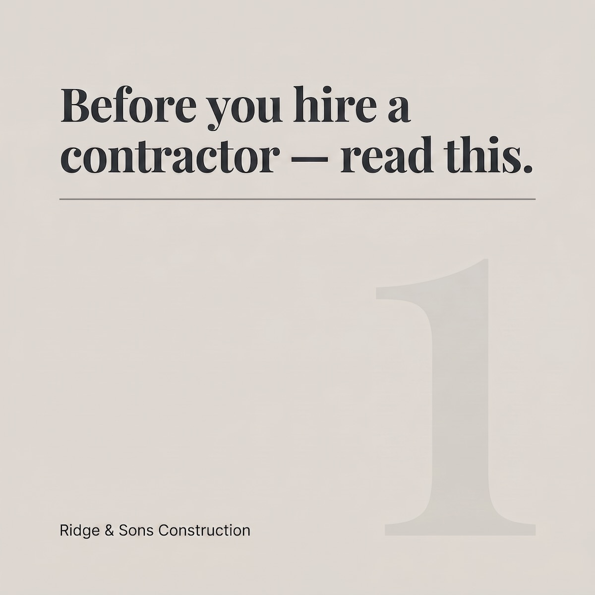 Ridge and Sons Construction Instagram post